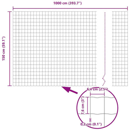 vidaXL Eurozaun 1,5 x 10 m PVC-beschichtetes Eisen