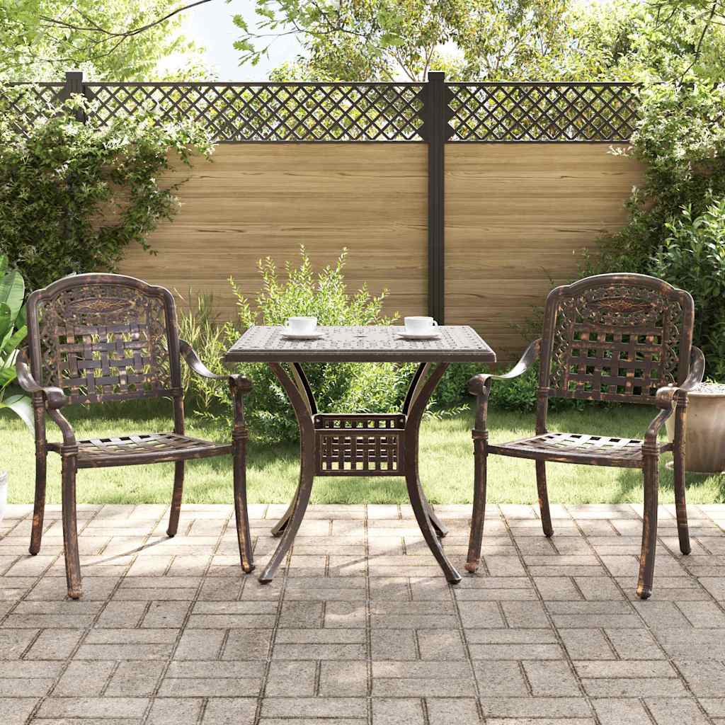 vidaXL Gartentisch Set 3 pcs Bronze 80 x 80 x 75 cm Gussaluminium