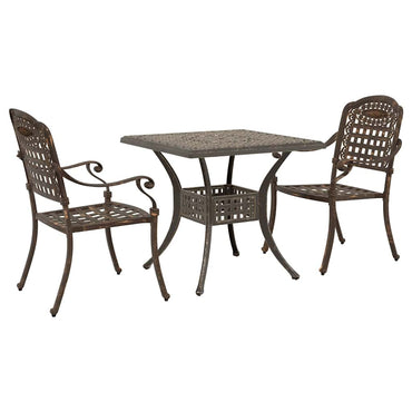 vidaXL Gartentisch Set 3 pcs Bronze 80 x 80 x 75 cm Gussaluminium