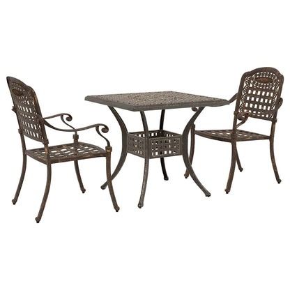 vidaXL Gartentisch Set 3 pcs Bronze 80 x 80 x 75 cm Gussaluminium