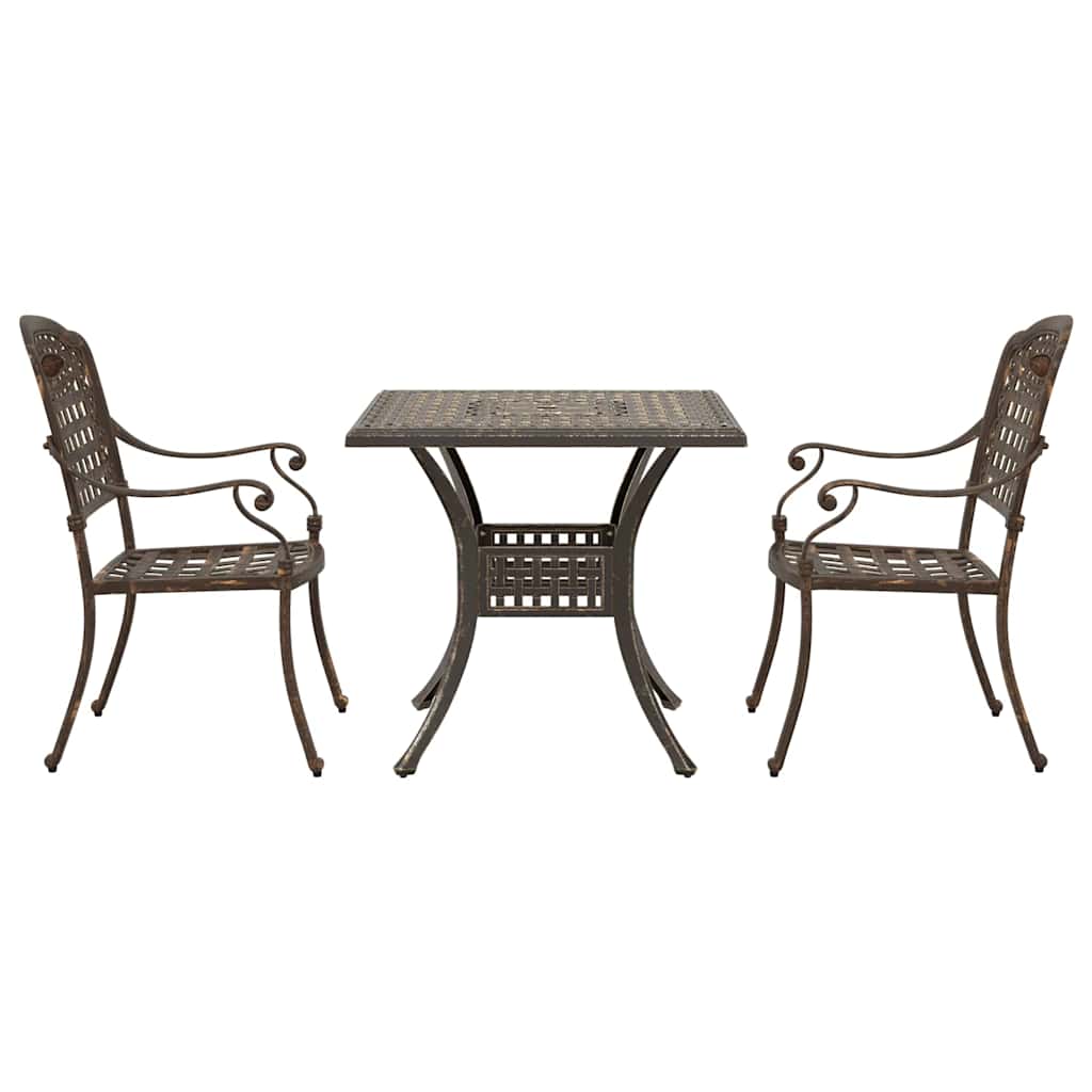vidaXL Gartentisch Set 3 pcs Bronze 80 x 80 x 75 cm Gussaluminium