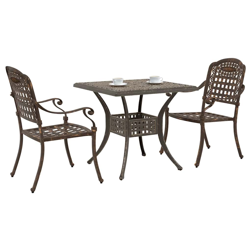 vidaXL Gartentisch Set 3 pcs Bronze 80 x 80 x 75 cm Gussaluminium
