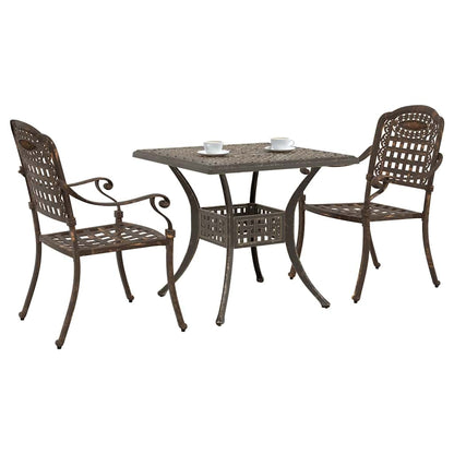 vidaXL Gartentisch Set 3 pcs Bronze 80 x 80 x 75 cm Gussaluminium