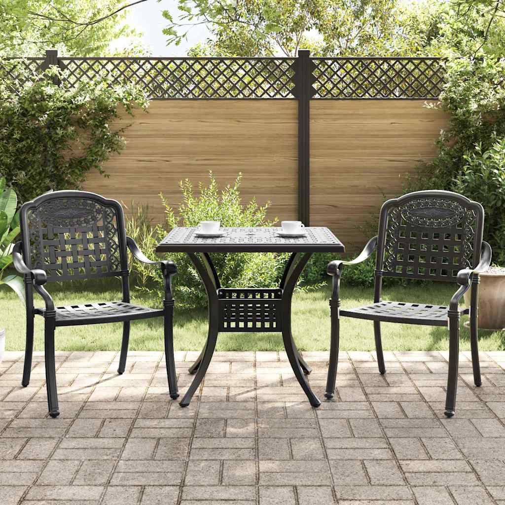 vidaXL Gartentisch Set 3 pcs Schwarz 80 x 80 x 75 cm Gussaluminium