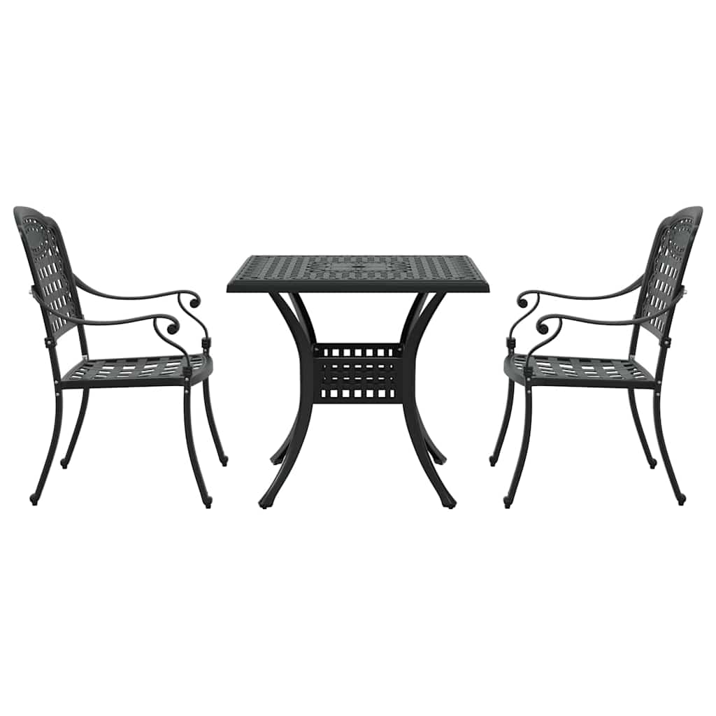 vidaXL Gartentisch Set 3 pcs Schwarz 80 x 80 x 75 cm Gussaluminium