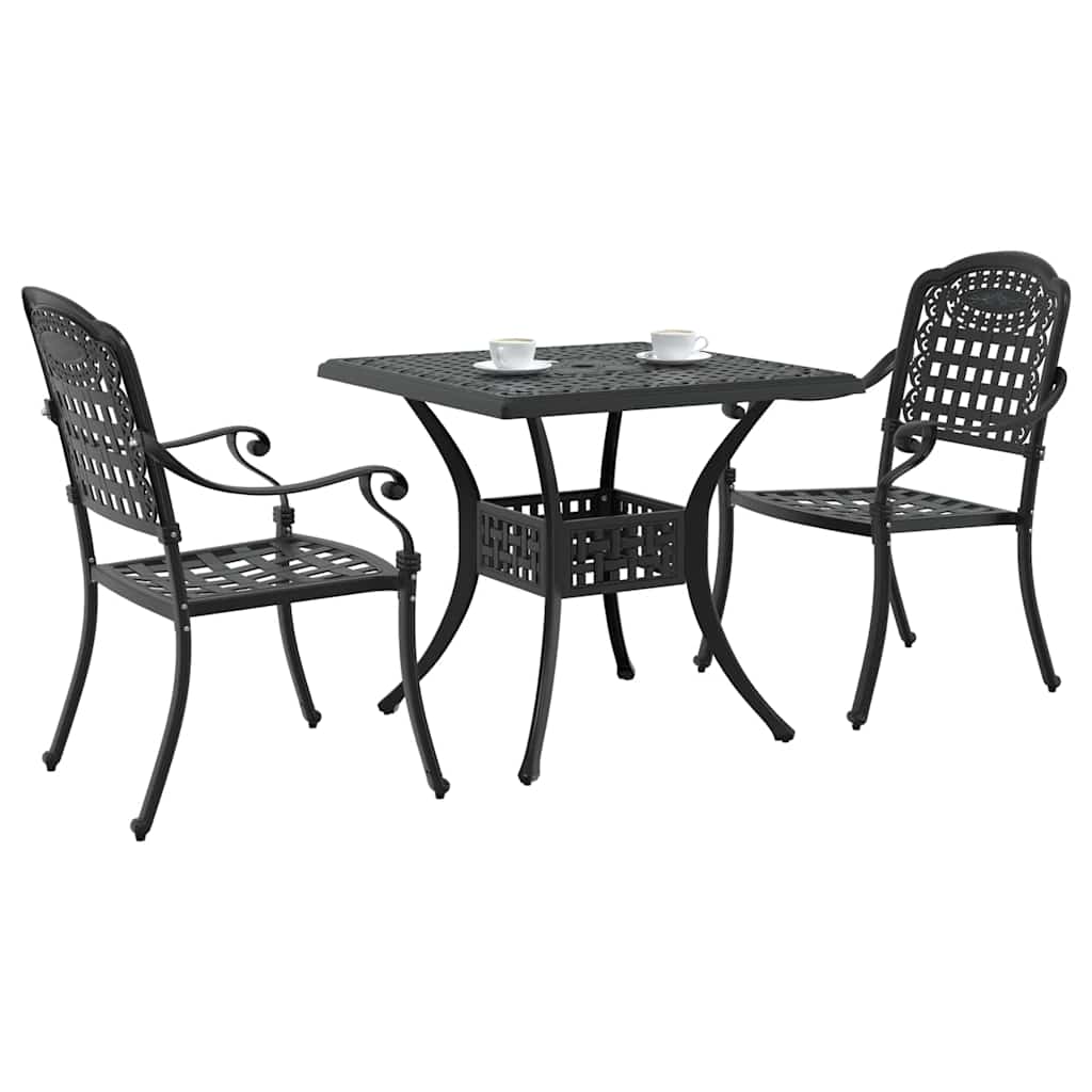 vidaXL Gartentisch Set 3 pcs Schwarz 80 x 80 x 75 cm Gussaluminium