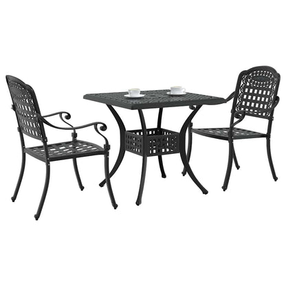 vidaXL Gartentisch Set 3 pcs Schwarz 80 x 80 x 75 cm Gussaluminium