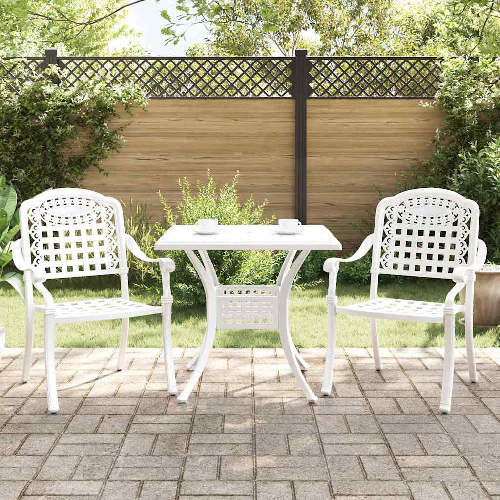 vidaXL Gartentisch Set 3 pcs Weiß 80 x 80 x 75 cm Gussaluminium