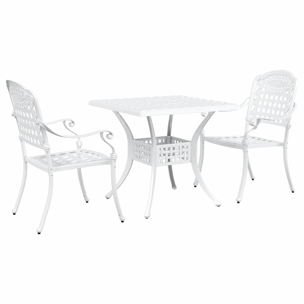 vidaXL Gartentisch Set 3 pcs Weiß 80 x 80 x 75 cm Gussaluminium