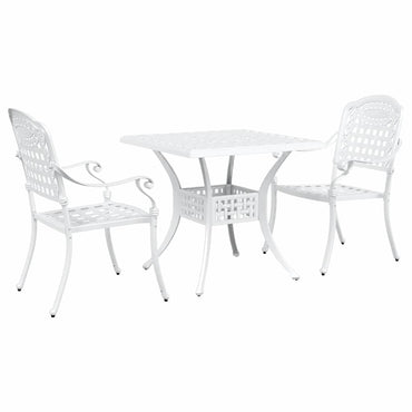 vidaXL Gartentisch Set 3 pcs Weiß 80 x 80 x 75 cm Gussaluminium
