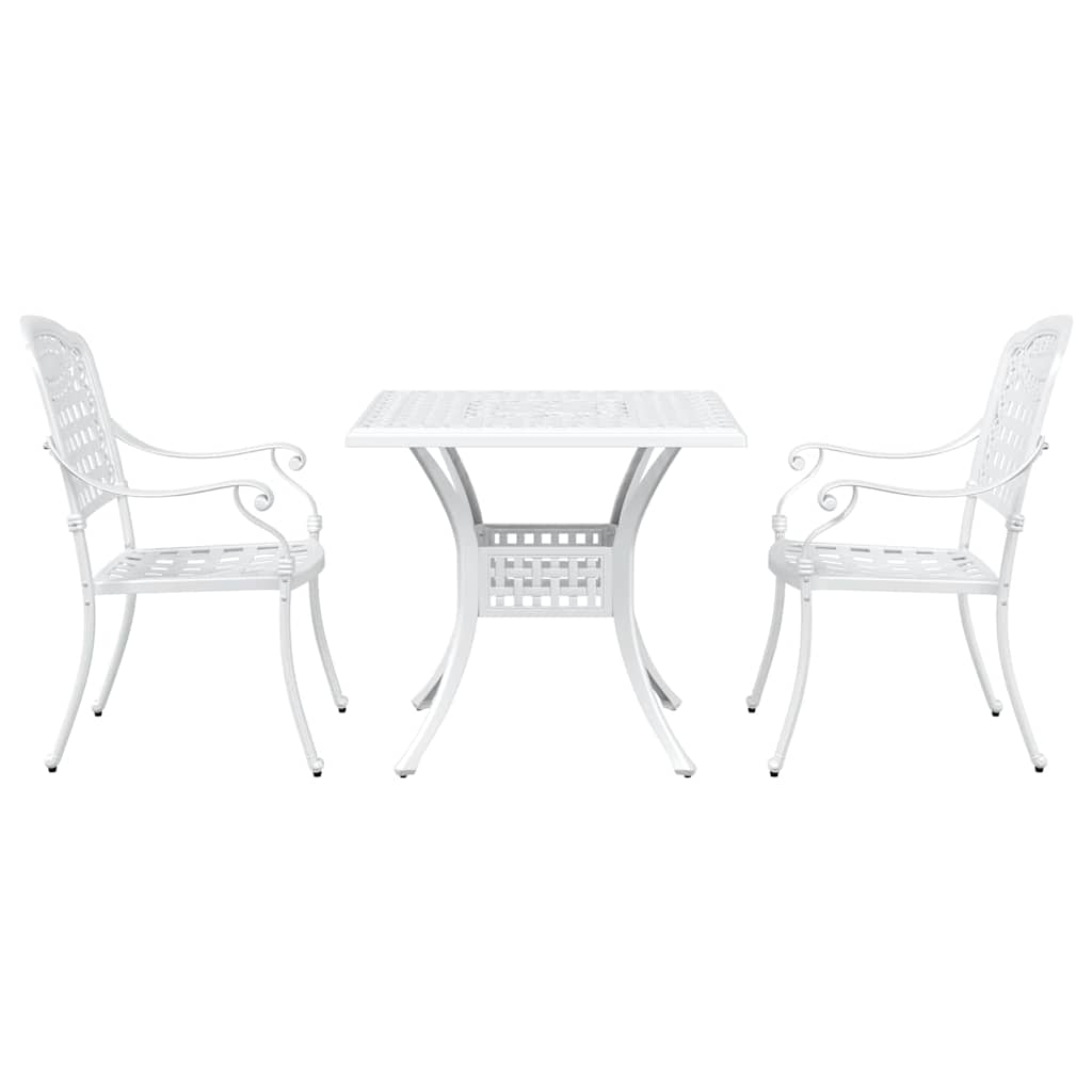 vidaXL Gartentisch Set 3 pcs Weiß 80 x 80 x 75 cm Gussaluminium