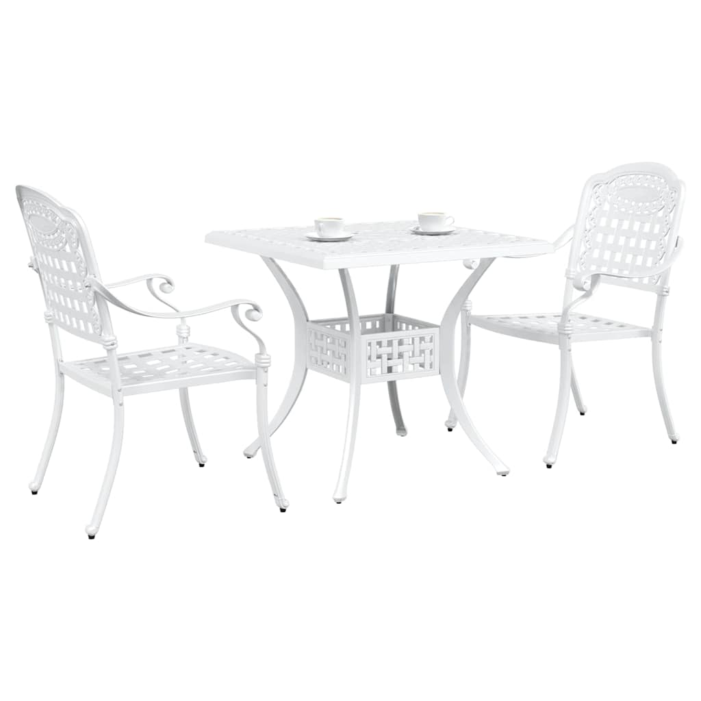 vidaXL Gartentisch Set 3 pcs Weiß 80 x 80 x 75 cm Gussaluminium