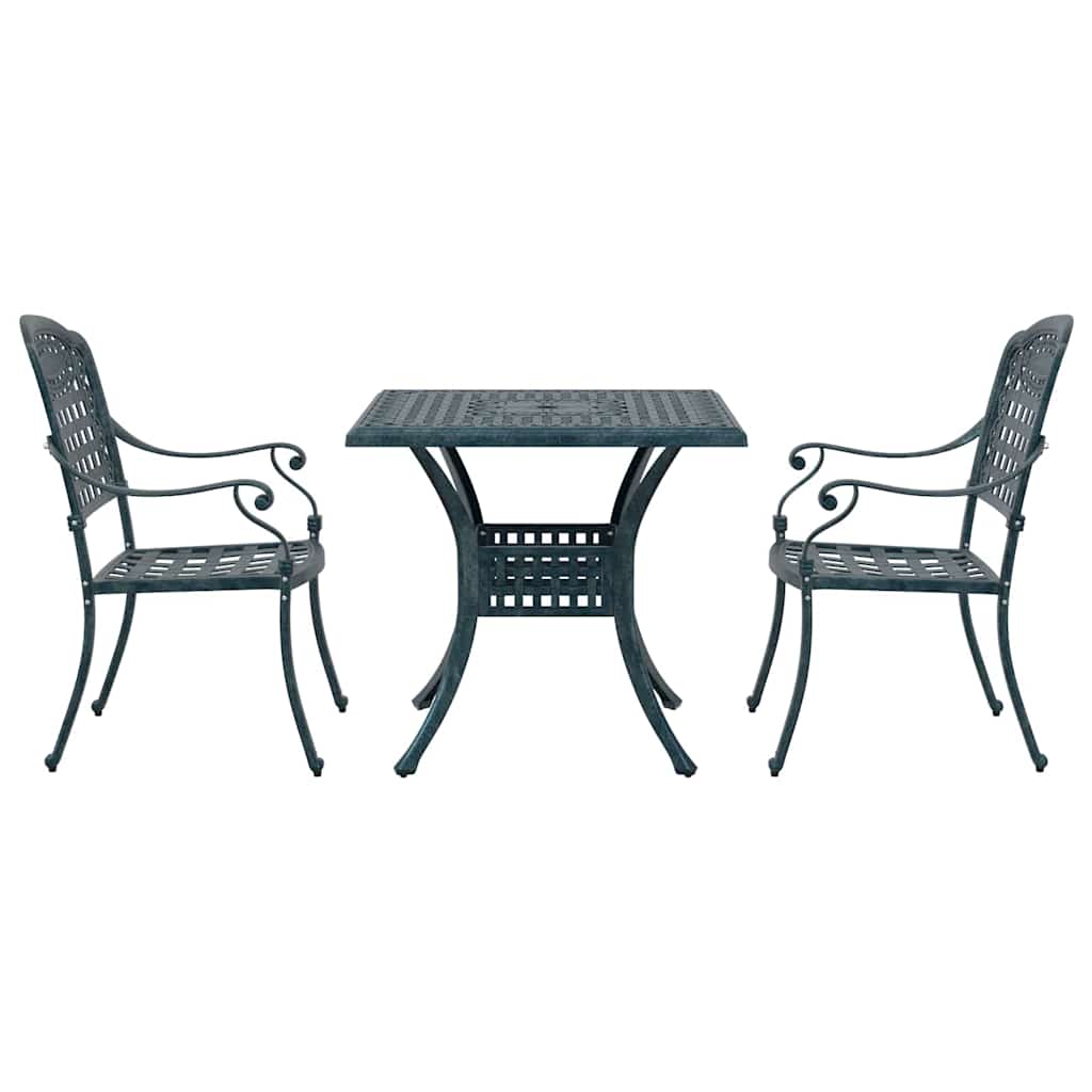 vidaXL Gartentisch Set 3 pcs Grün 80 x 80 x 75 cm Gussaluminium