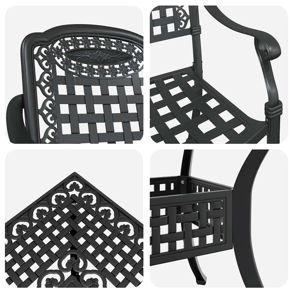 vidaXL Salon de jardin 5 pcs Noir 80 x 80 x 75 cm Aluminium moulé