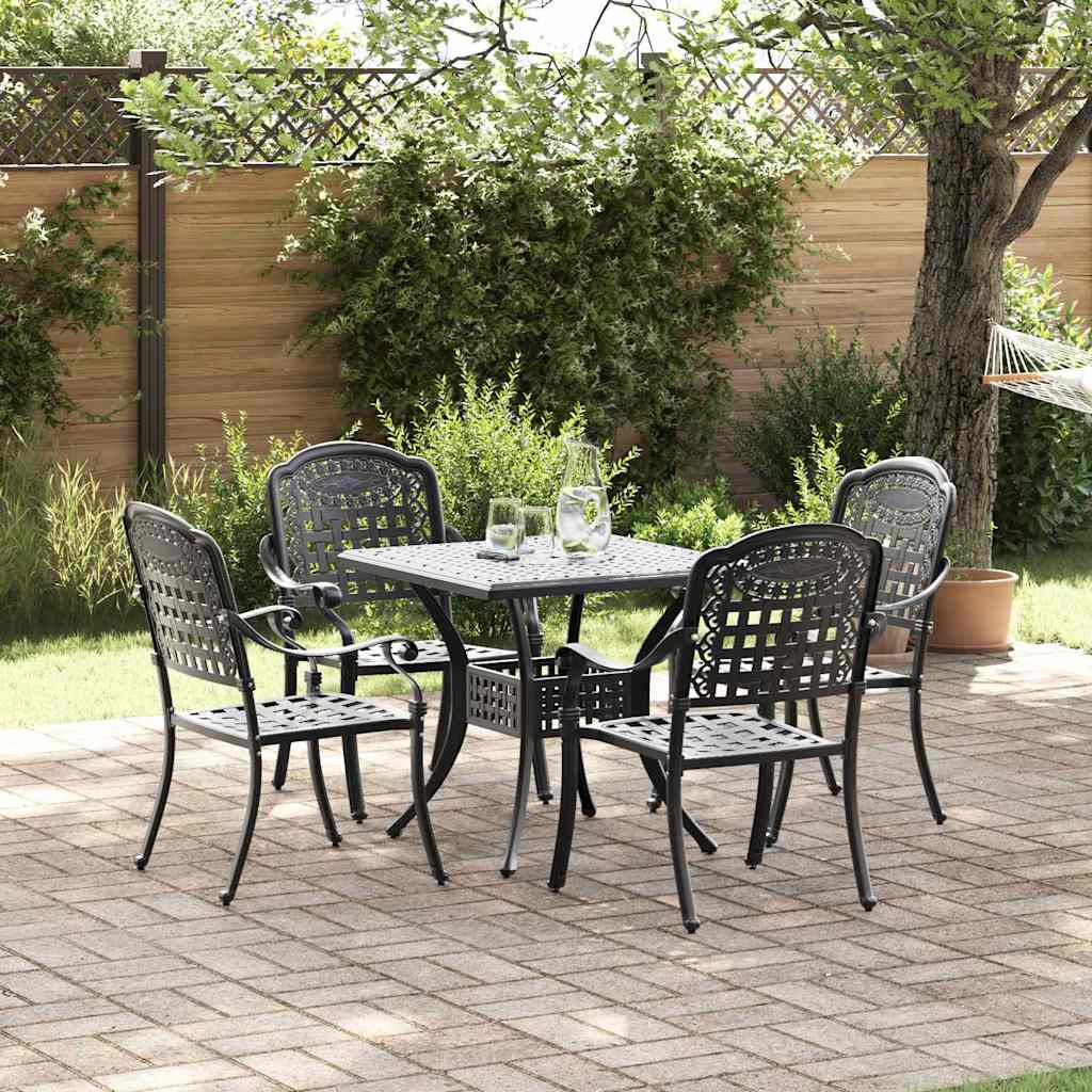 vidaXL Salon de jardin 5 pcs Noir 80 x 80 x 75 cm Aluminium moulé