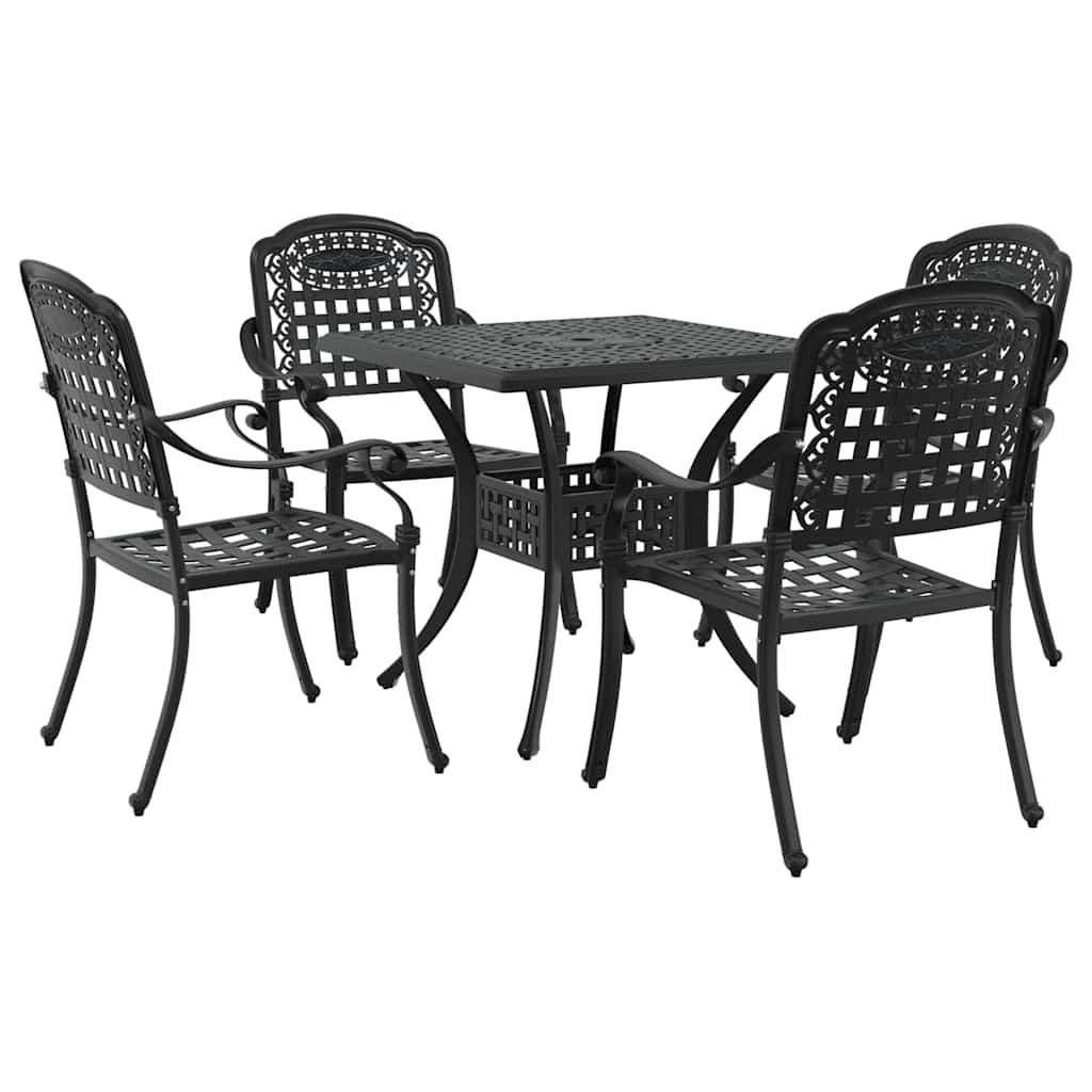 vidaXL Salon de jardin 5 pcs Noir 80 x 80 x 75 cm Aluminium moulé