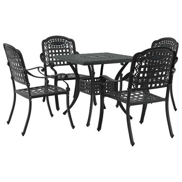 vidaXL Salon de jardin 5 pcs Noir 80 x 80 x 75 cm Aluminium moulé