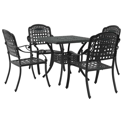vidaXL Salon de jardin 5 pcs Noir 80 x 80 x 75 cm Aluminium moulé