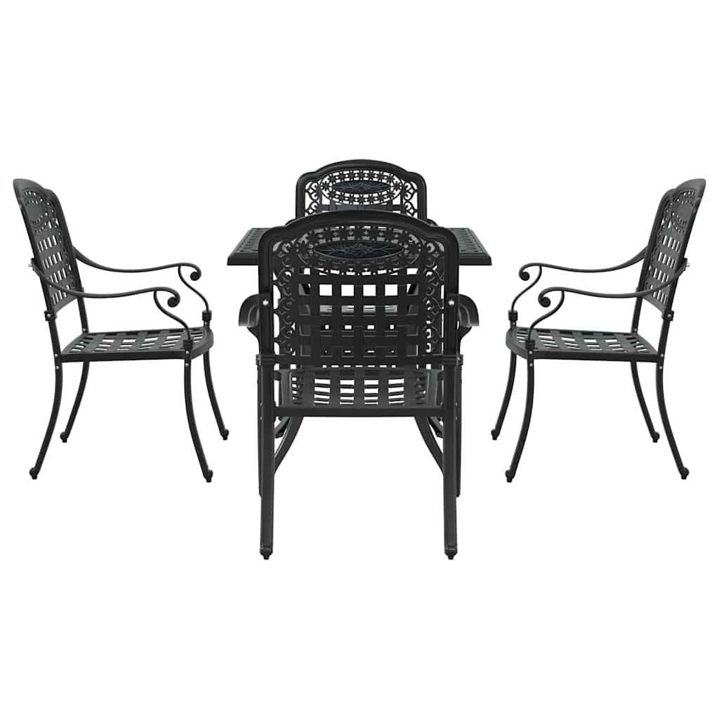 vidaXL Salon de jardin 5 pcs Noir 80 x 80 x 75 cm Aluminium moulé