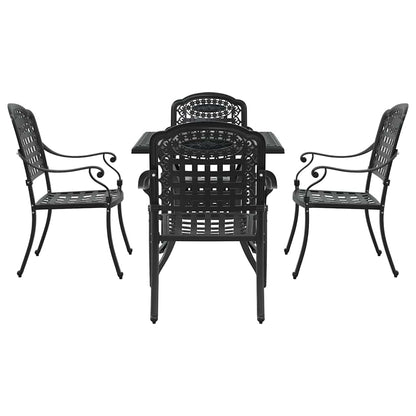 vidaXL Salon de jardin 5 pcs Noir 80 x 80 x 75 cm Aluminium moulé