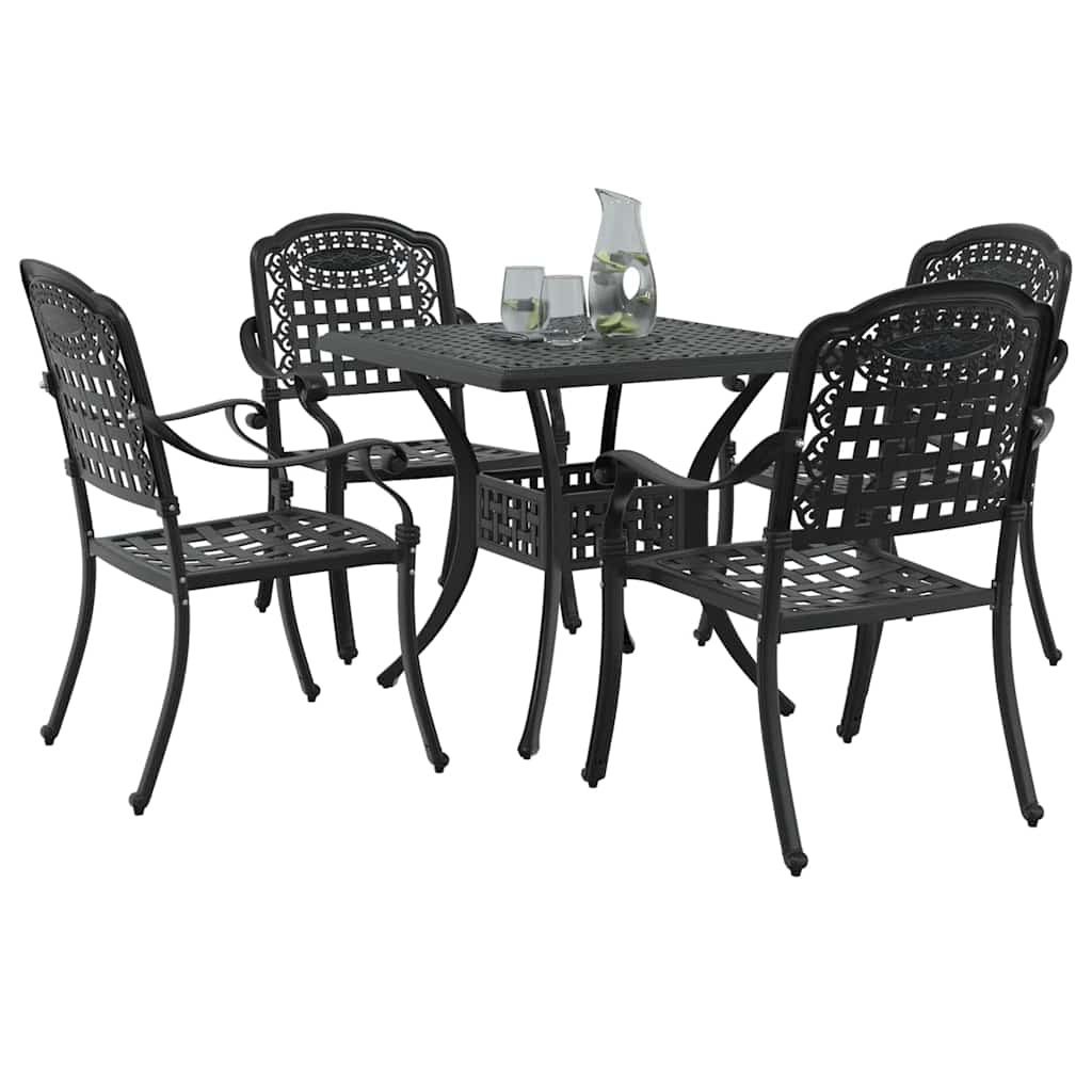 vidaXL Salon de jardin 5 pcs Noir 80 x 80 x 75 cm Aluminium moulé