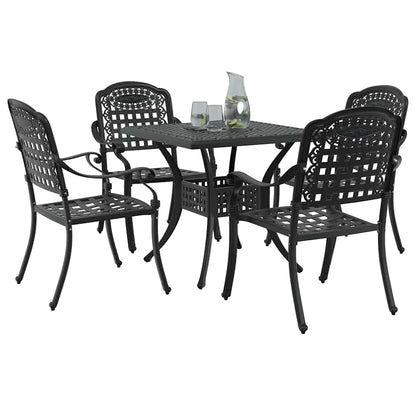 vidaXL Salon de jardin 5 pcs Noir 80 x 80 x 75 cm Aluminium moulé