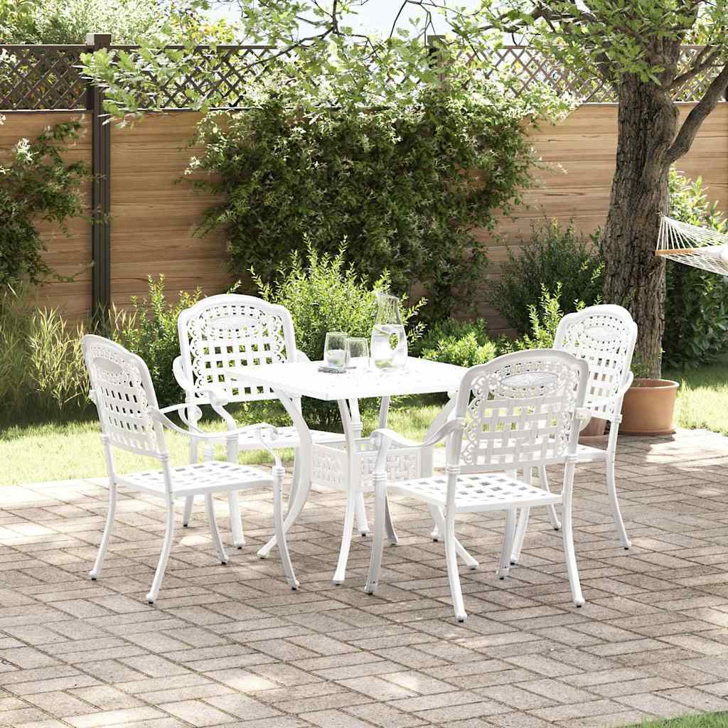 vidaXL Gartentisch Set 5 pcs Weiß 80 x 80 x 75 cm Gussaluminium