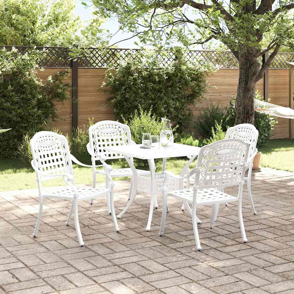 vidaXL Gartentisch Set 5 pcs Weiß 80 x 80 x 75 cm Gussaluminium
