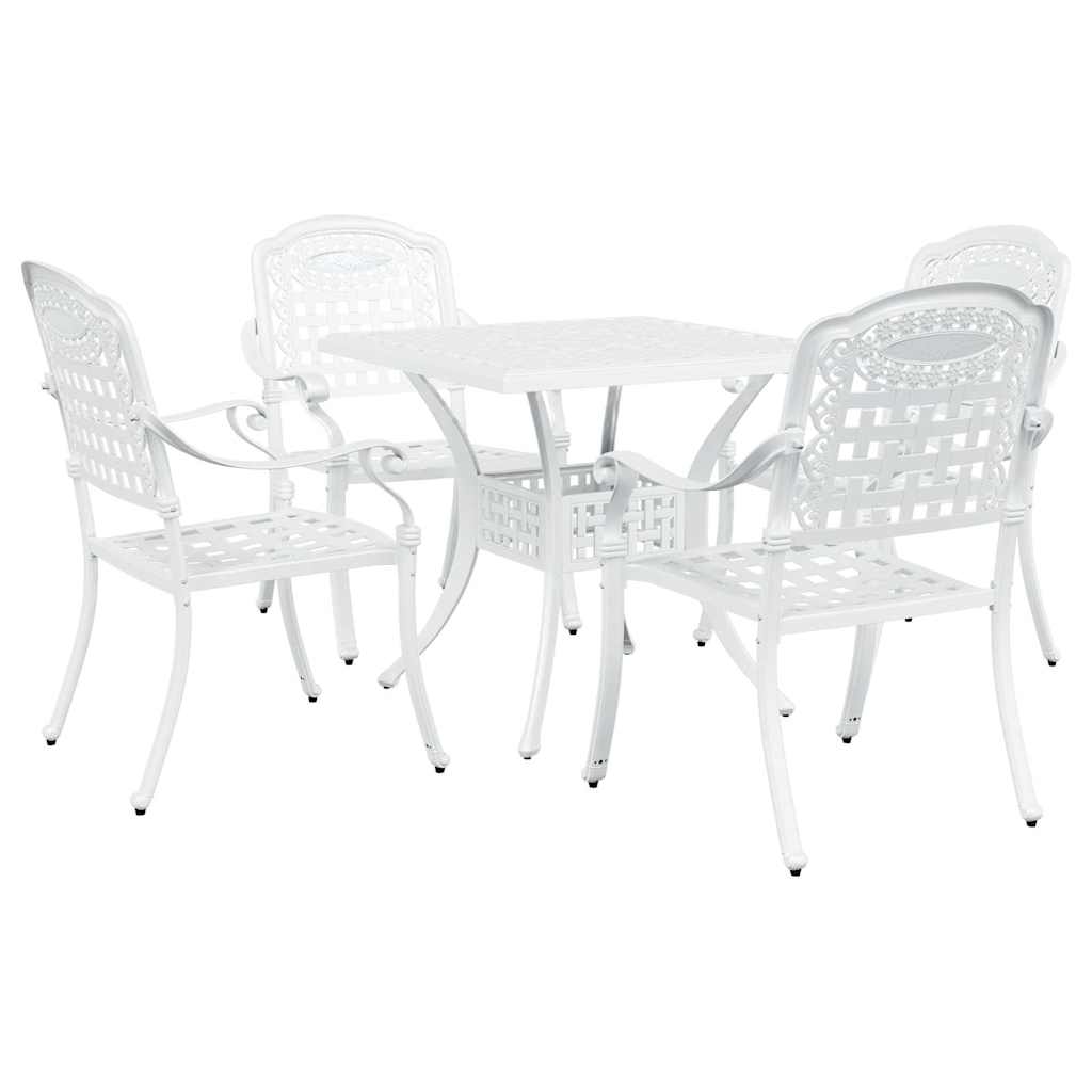 vidaXL Gartentisch Set 5 pcs Weiß 80 x 80 x 75 cm Gussaluminium