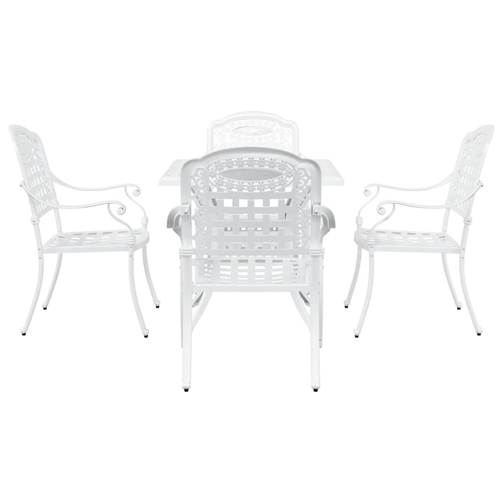 vidaXL Gartentisch Set 5 pcs Weiß 80 x 80 x 75 cm Gussaluminium