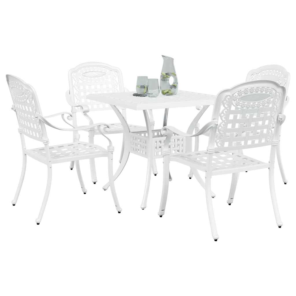vidaXL Gartentisch Set 5 pcs Weiß 80 x 80 x 75 cm Gussaluminium