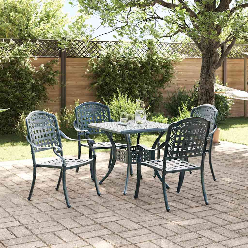 vidaXL Gartentisch Set 5 pcs Grün 80 x 80 x 75 cm Gussaluminium
