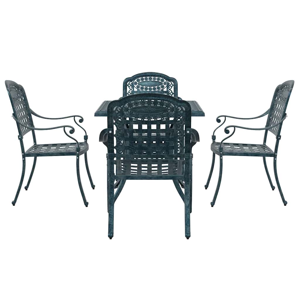 vidaXL Gartentisch Set 5 pcs Grün 80 x 80 x 75 cm Gussaluminium
