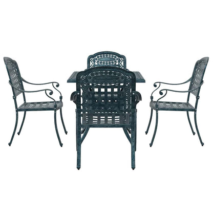 vidaXL Gartentisch Set 5 pcs Grün 80 x 80 x 75 cm Gussaluminium