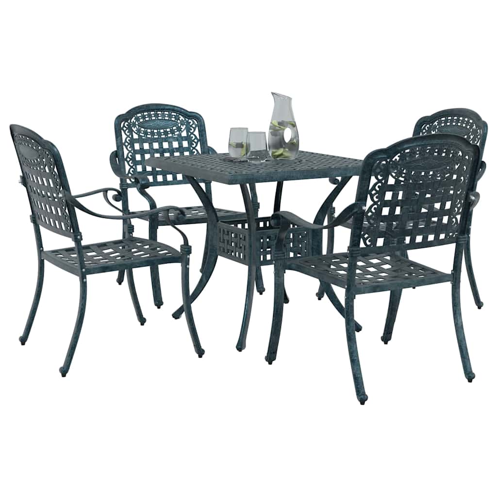 vidaXL Gartentisch Set 5 pcs Grün 80 x 80 x 75 cm Gussaluminium