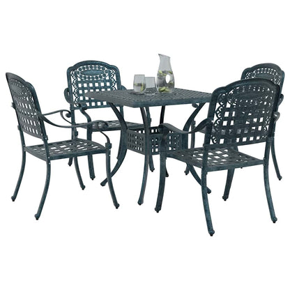 vidaXL Gartentisch Set 5 pcs Grün 80 x 80 x 75 cm Gussaluminium