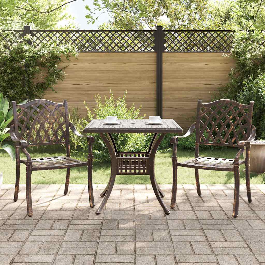 vidaXL Gartentisch Set 3 pcs Bronze 80 x 80 x 75 cm Gussaluminium