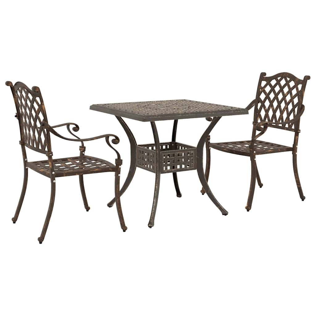 vidaXL Gartentisch Set 3 pcs Bronze 80 x 80 x 75 cm Gussaluminium