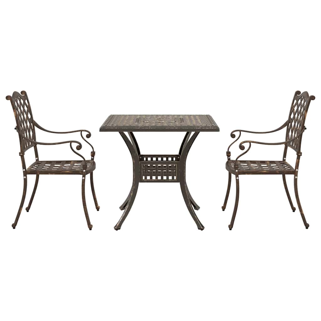 vidaXL Gartentisch Set 3 pcs Bronze 80 x 80 x 75 cm Gussaluminium