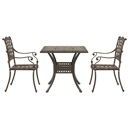 vidaXL Gartentisch Set 3 pcs Bronze 80 x 80 x 75 cm Gussaluminium