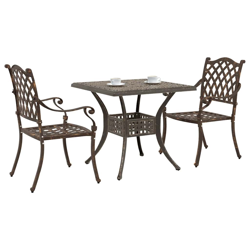 vidaXL Gartentisch Set 3 pcs Bronze 80 x 80 x 75 cm Gussaluminium