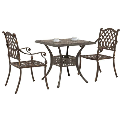 vidaXL Gartentisch Set 3 pcs Bronze 80 x 80 x 75 cm Gussaluminium