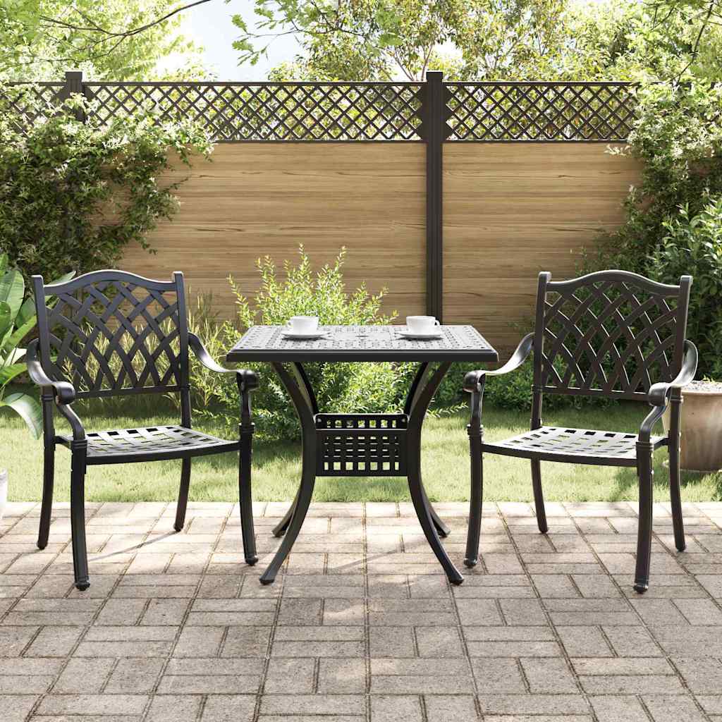 vidaXL Gartentisch Set 3 pcs Schwarz 80 x 80 x 75 cm Gussaluminium