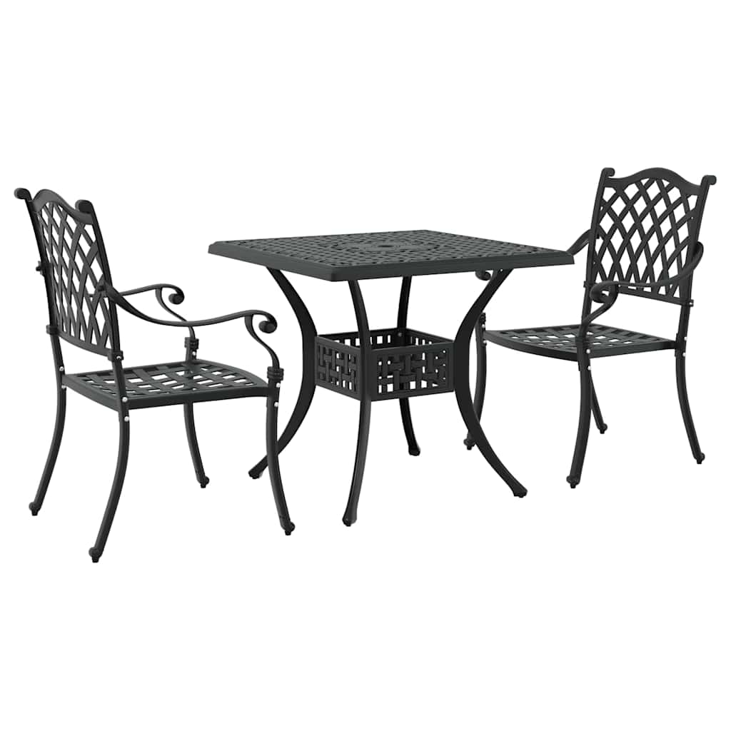 vidaXL Gartentisch Set 3 pcs Schwarz 80 x 80 x 75 cm Gussaluminium