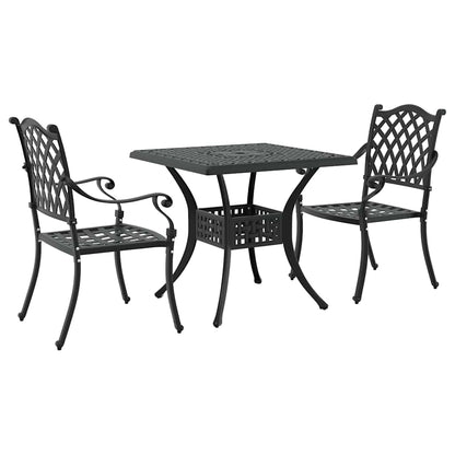 vidaXL Gartentisch Set 3 pcs Schwarz 80 x 80 x 75 cm Gussaluminium