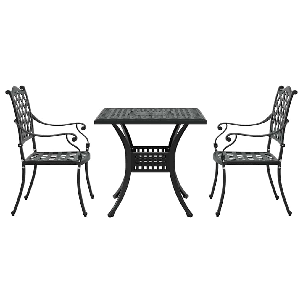 vidaXL Gartentisch Set 3 pcs Schwarz 80 x 80 x 75 cm Gussaluminium