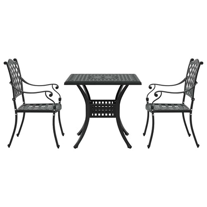 vidaXL Gartentisch Set 3 pcs Schwarz 80 x 80 x 75 cm Gussaluminium