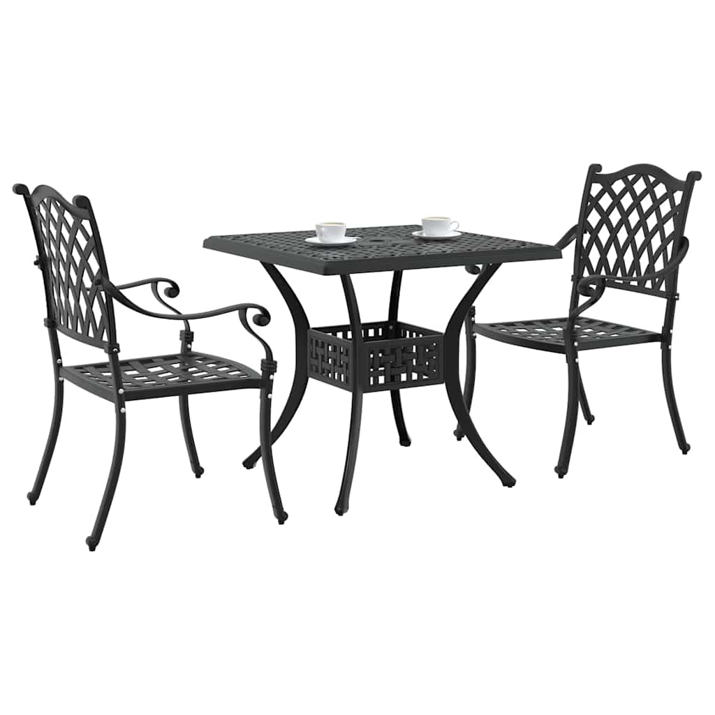 vidaXL Gartentisch Set 3 pcs Schwarz 80 x 80 x 75 cm Gussaluminium