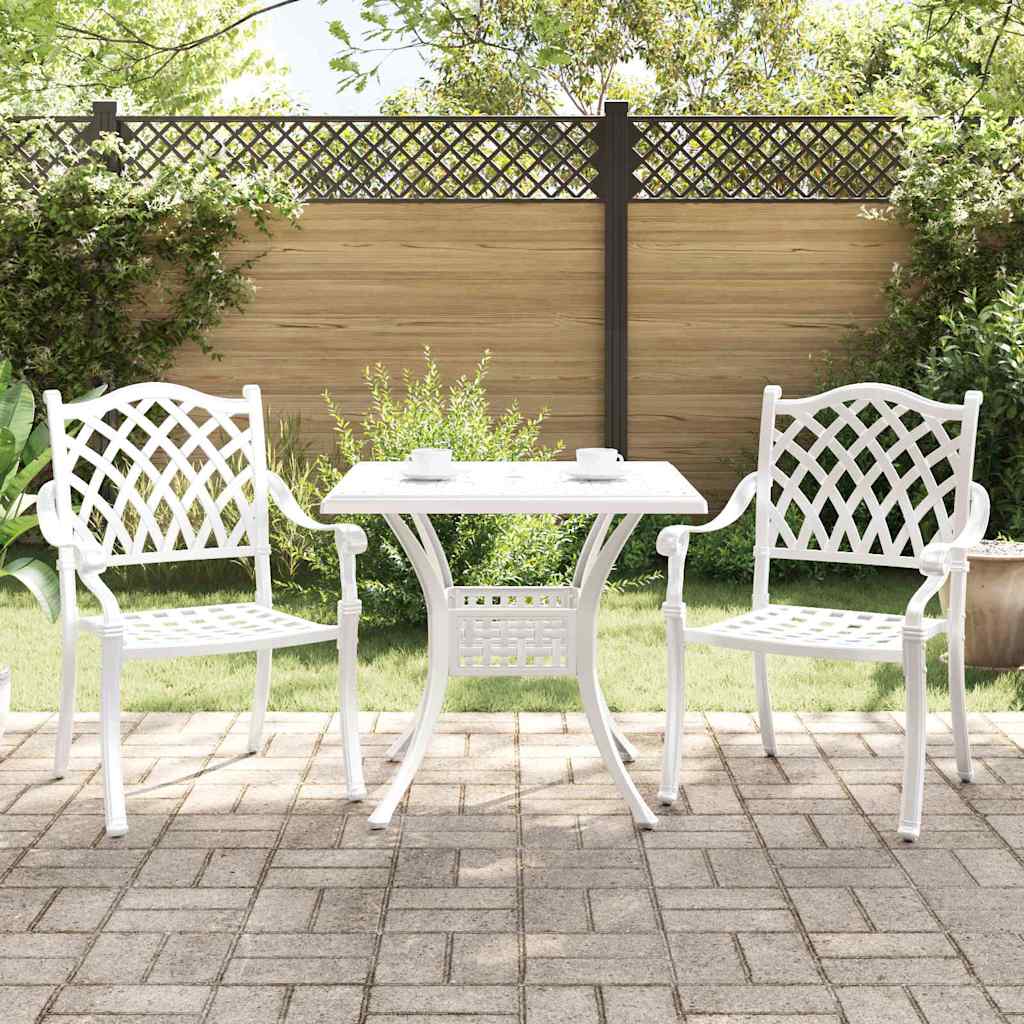 vidaXL Gartentisch Set 3 pcs Weiß 80 x 80 x 75 cm Gussaluminium