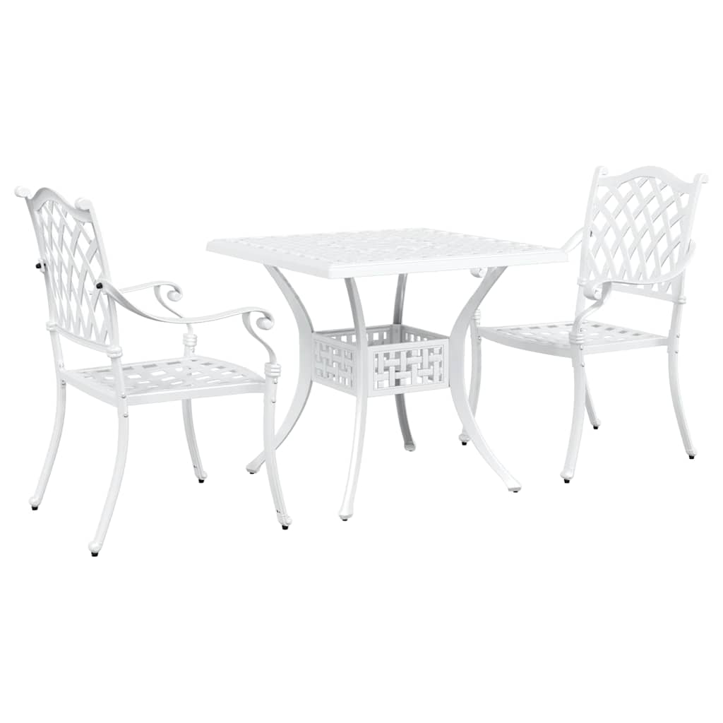 vidaXL Gartentisch Set 3 pcs Weiß 80 x 80 x 75 cm Gussaluminium